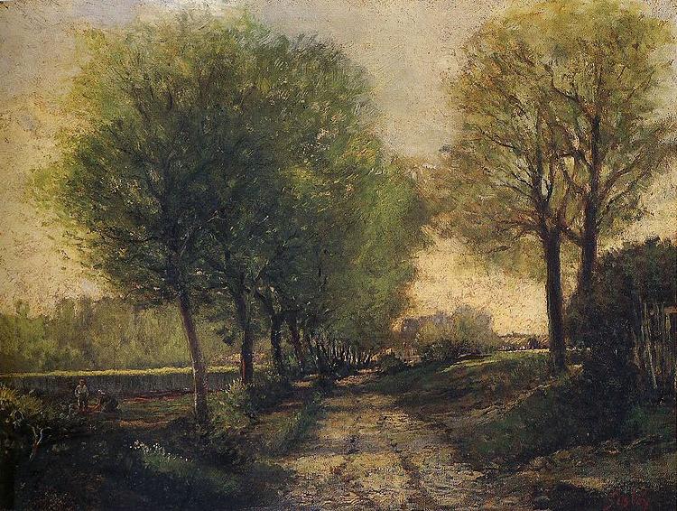 Alfred Sisley Lane Near a Small Town. Alfred Sisley, china oil painting image